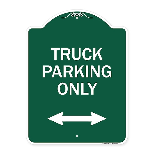 Reserved Parking Truck Parking W/ Bidirectional Arrow Heavy-Gauge Alum, 18" x 24", GW-1824-23031